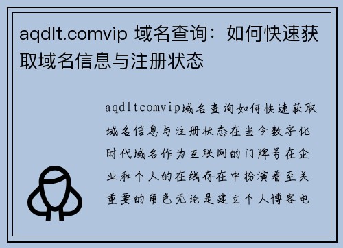 aqdlt.comvip 域名查询：如何快速获取域名信息与注册状态